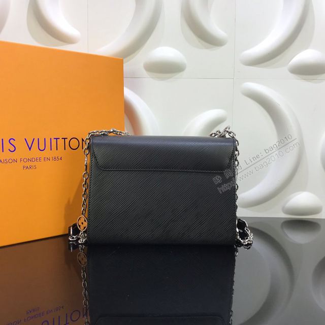 LV包 LV女包 經典Twist手袋 黑色粒面Epi皮革 LV翻蓋鏈條包 LV斜挎女包  ydh3151